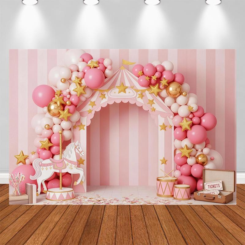 LS Circus Carnival Balloon Backdrops Kids Adult Photography Props Child Adult Photocall Decors Cake Smash Birthday Backgrounds