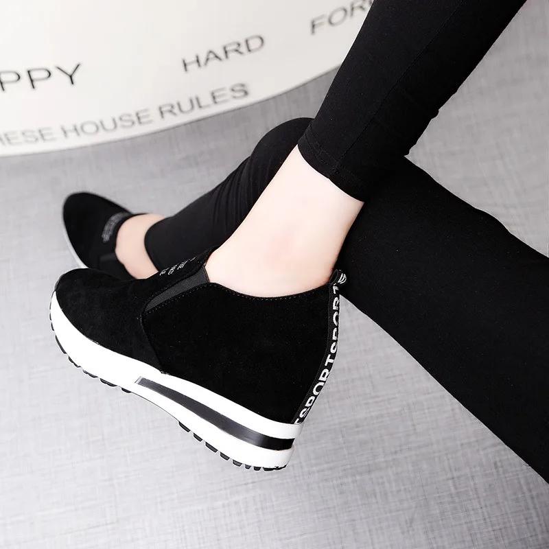 Platform Shoes for Women Casual Hidden Slope Heel Sneakers Women's Vulcanized Shoes Breathable Wedge Increase Shoes Women Tenis