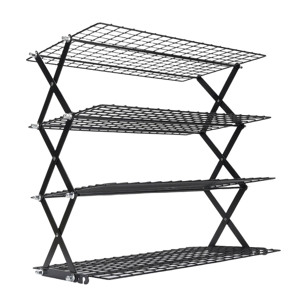 Raft de depozitare pentru blat de bucătărie pliabil din oțel inoxidabil, economisitor de spațiu, cu 4 niveluri pentru uscat alimente, condimente