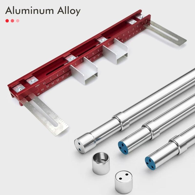 Aluminum Alloy Cabinet Hardware Jig Wardrobe Installation Tool with Adjustable Ruler for Accurate Closet Poles Mounting