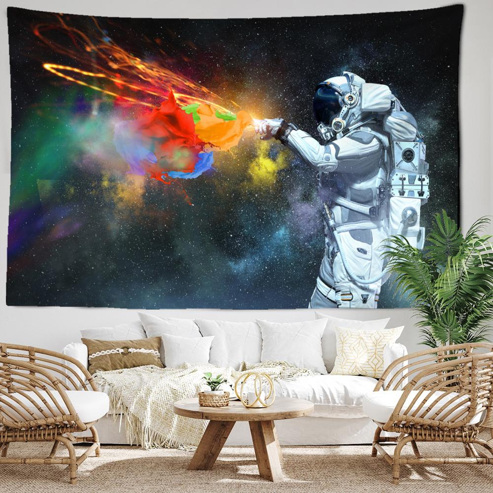 

Гобелен «Ночное небо Вселенная» с астронавтом, настенный абстрактный пейзаж, хиппи Тапитц, колдовство, спальня, гостиная, домашний декор 95x70CM