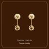 Retro French Metal Knot Rope Chain Clip-On Earrings: Elegant Front & Back Dangle