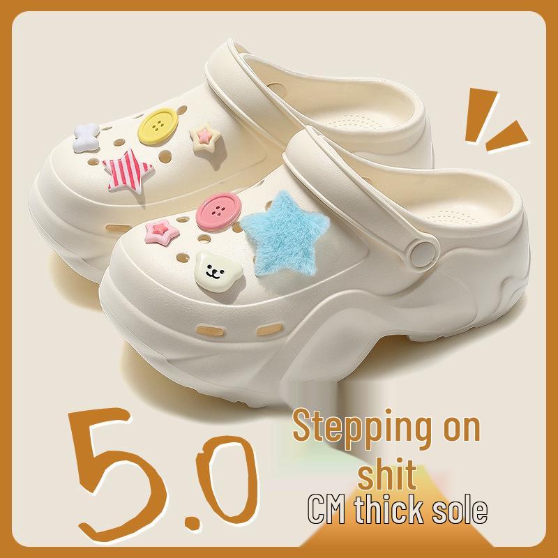 2025 Trendy Xiaohongshu Influencer Cute Cartoon Non-slip Thick-soled Summer Outdoor Closed-toe Slippers
