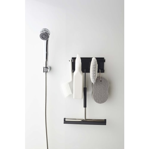 Yamazaki Magnetic Bathroom Towel Rack, 2 Tiers, Black, Approx. W18 X D6.2 X H8.5cm, Tower Shape with Hooks, Bathroom Storage, Product Number: 5394