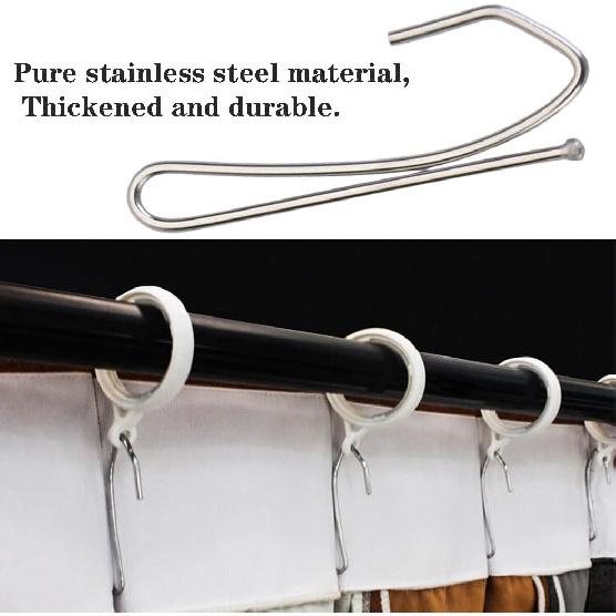 Curtain Hooks Stainless Steel Hooks Metal Single Prongs Pinch Pleat Drapery 70 Pcs Hook Long S Hooks Pinch Pleat (70 pcs)
