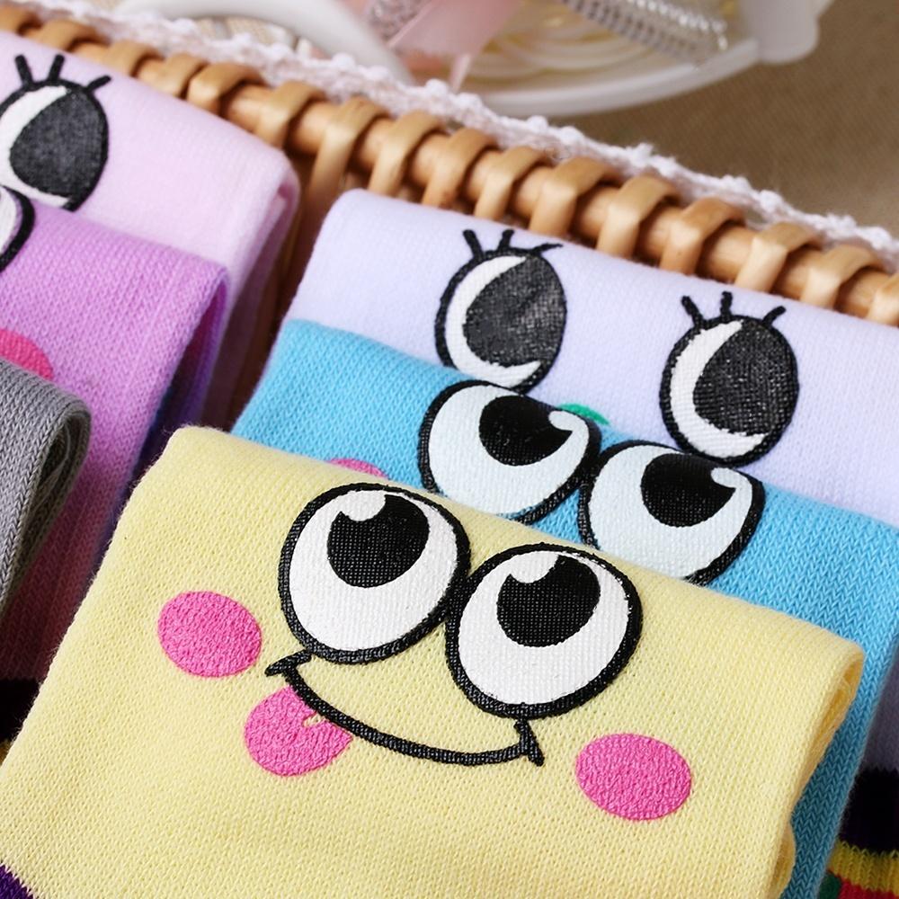 1Pair / 5Pair Cartoon Cute Kawaii Smile Women Toe Socks Casual 3D Art Tube Novelty Color Random!!