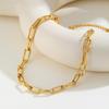 Stainless Steel Rectangular Handmade Chain Necklace for Women,Gold Plated Link Chain Necklaces,Fashion Jewelry Gifts