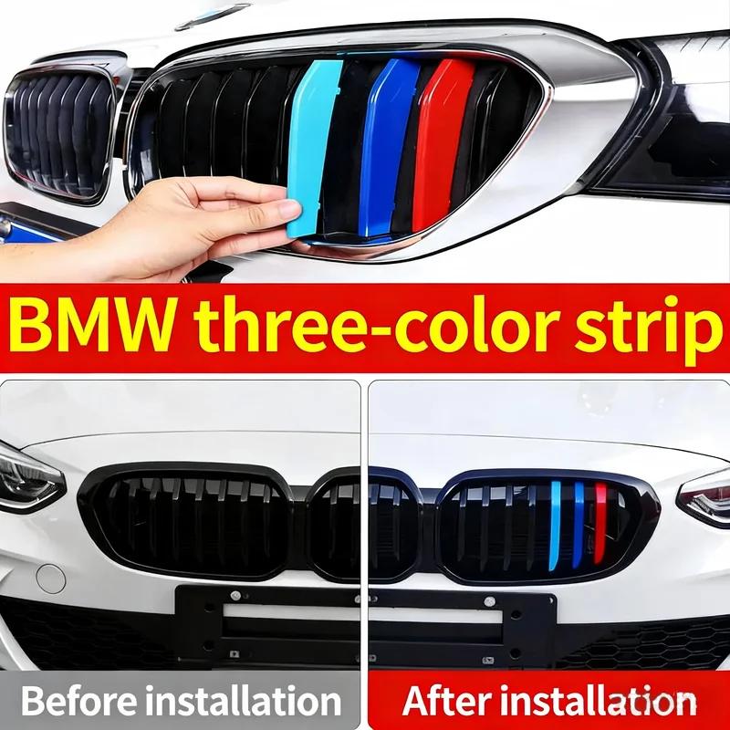 Suitable for 04-23 BMW 5 Series Modification 525 535 523 530 540liE60 Grille Tri Color Buckle Decorative Strip