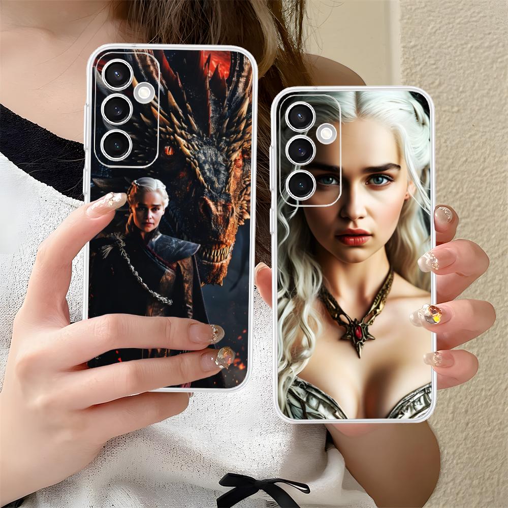 Dragon Queen Clear Mobile Phone Case for Samsung Galaxy S25 S24 S23 S22 S21Plus FE Ultra Colorful Cover