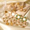 Trendige 18K Gold Edelstahl Blumenohrstecker für Damen, nicht verblassender Titanstahl Ohrschmuck, florale Kranzstecker