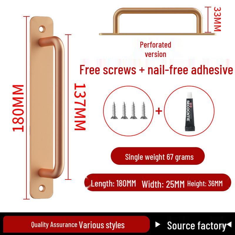 Aluminiumlegering Deurklink zonder Boren voor Glazen, Stalen, Kunststof Balkon-, Schuif- en Kastdeuren