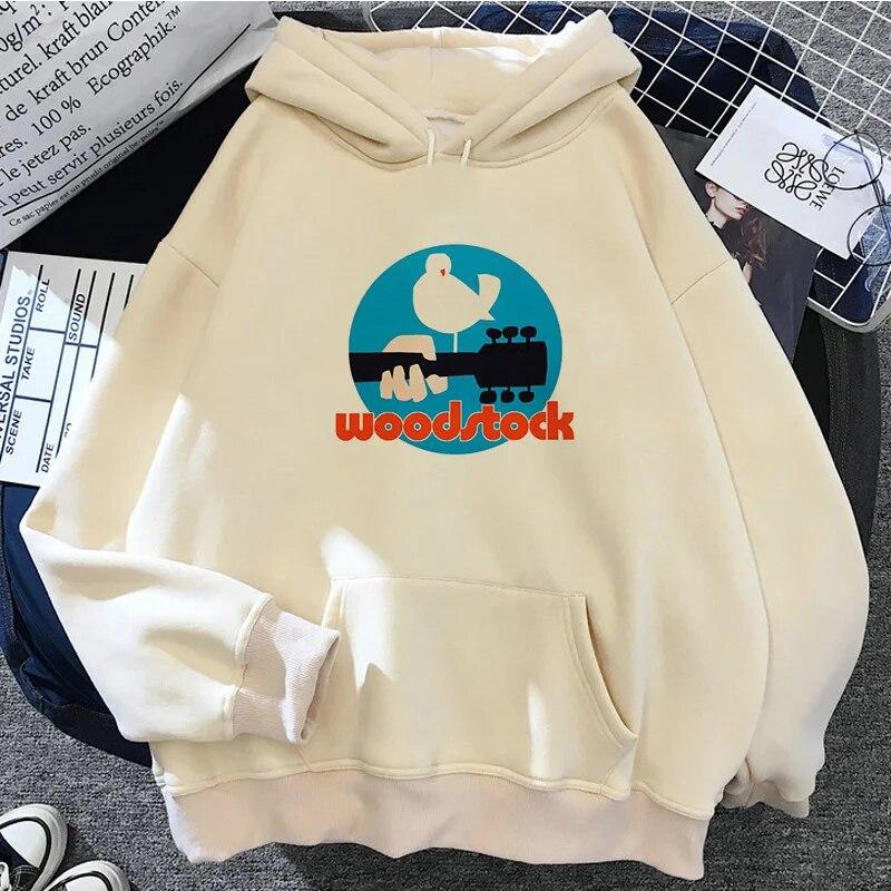

Woodstock hoodies women anime Winter graphic Fleece pulls clothing female Kawaii pulls Unisex