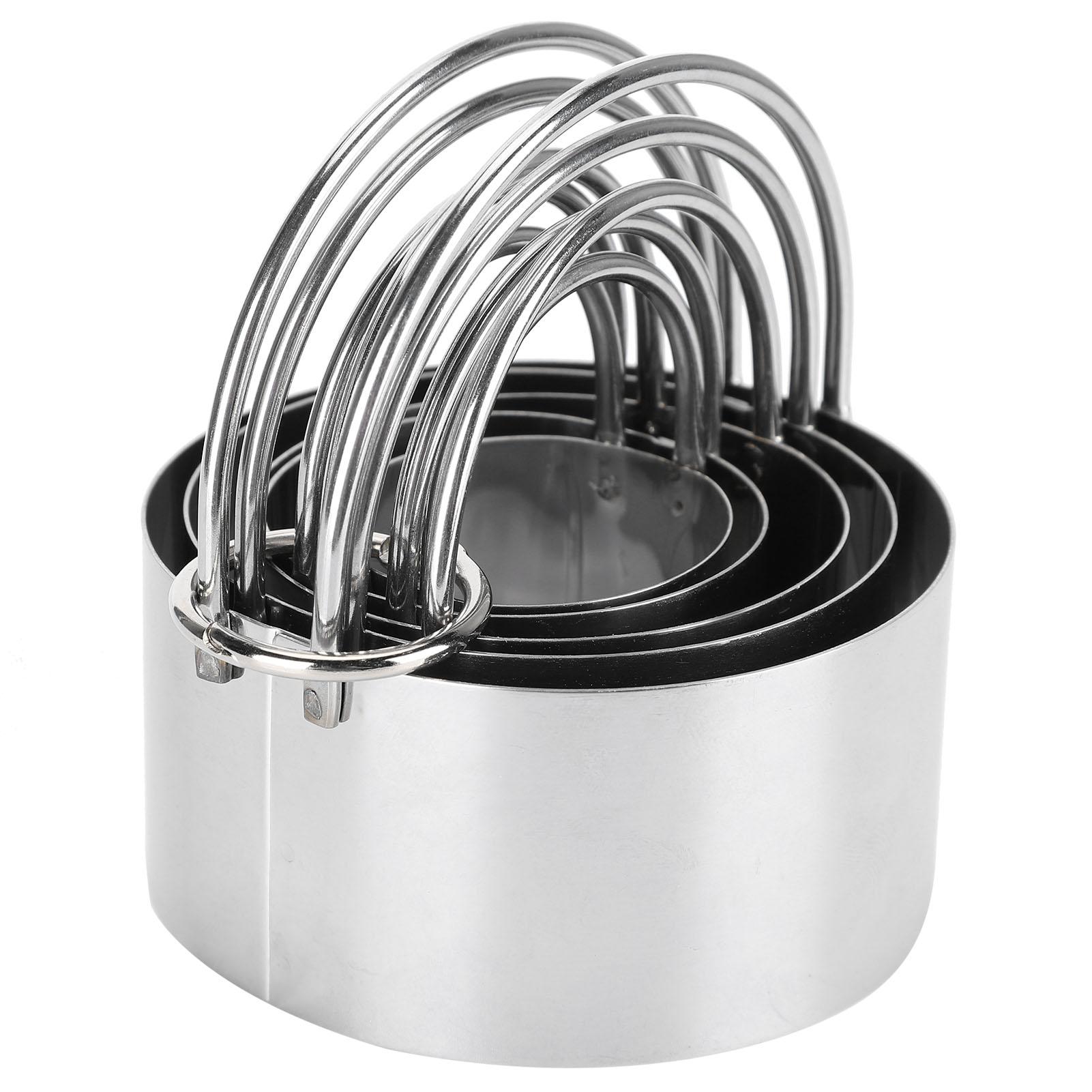 

Набор из 5 шт. Формы для печенья из нержавеющей стали, круглые формы для печенья с ручкой, инструменты для теста для выпечки