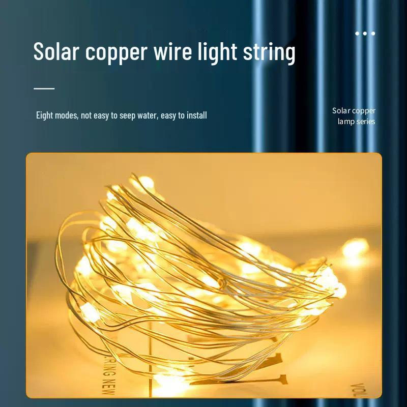 Outdoor Solar LED Fairy Lights: Copper Wire with 8 Modes - Perfect for Birthday and Courtyard Decor