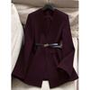 Womens Stand Collar Waist-Cinched Mid-Length Coat With Lining Elegant Office Wear 2026