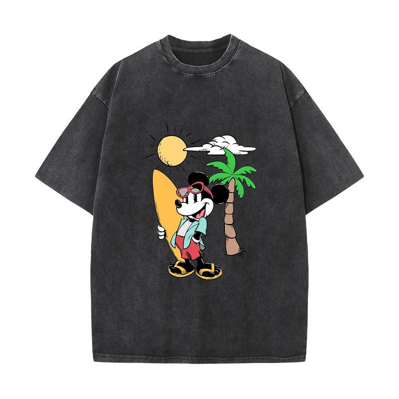 

XH+92 MINISO 2026 Summer Vintage Wash Printed Pure Cotton Shoulder Style Men s and Women s Round Neck Short Sleeved Couple T-shirt S