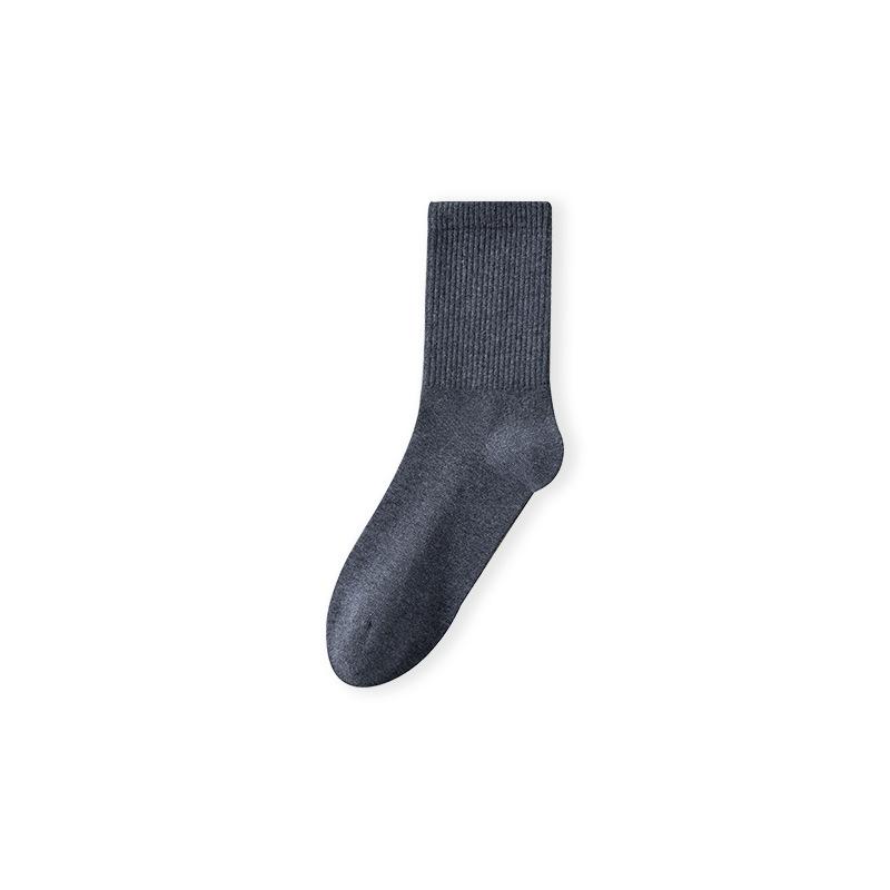 Pure Cotton Socks, Autumn and Winter Mid-tube Socks, Antibacterial and Sweat-absorbing Solid-color Antibacterial and Deodorizing Men's Cotton Socks