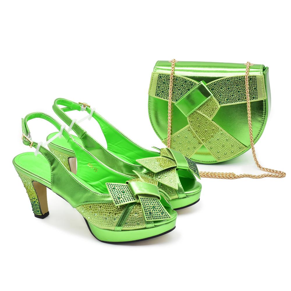 Rhinestone Peep-toe Heels & Bag Set for New Year's Eve