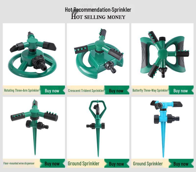 Multi-Function Plastic Three-Arm Garden Sprinkler, Water-Powered Automatic Rotation