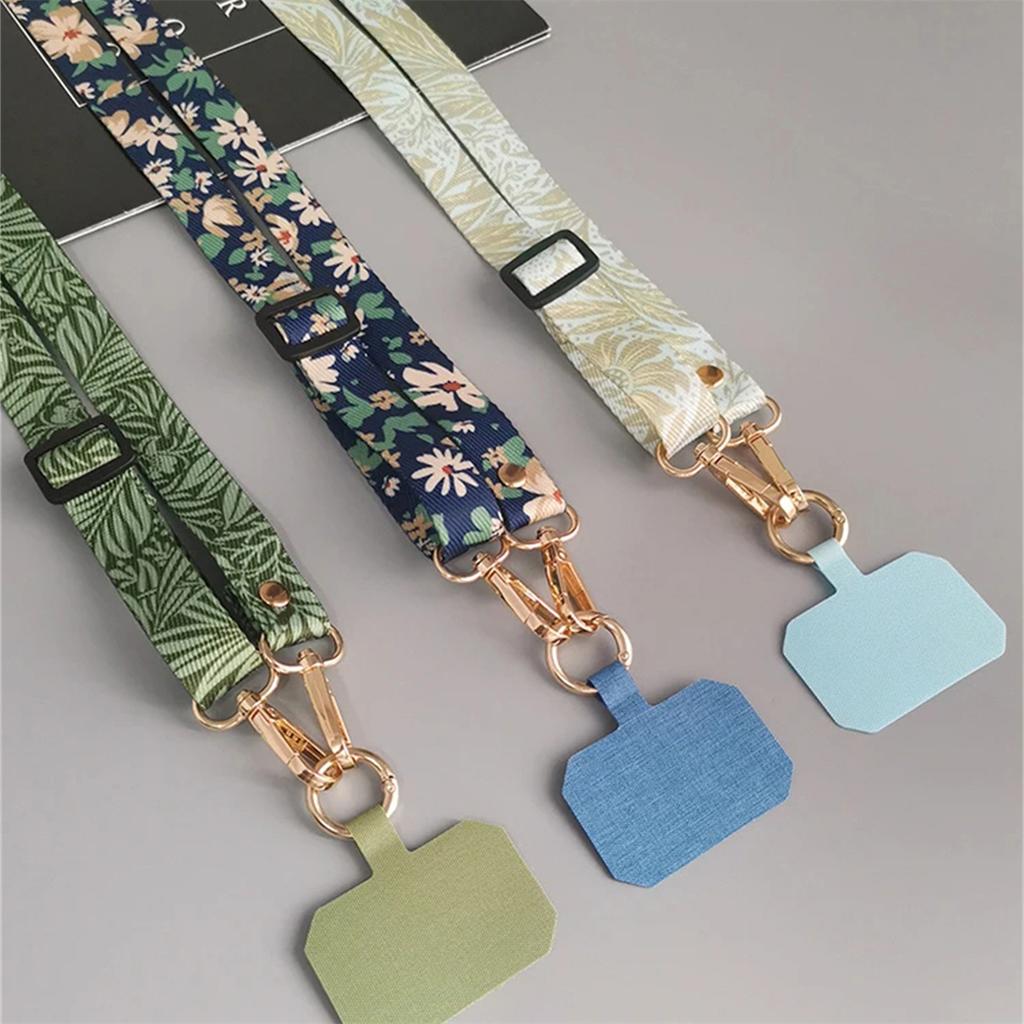 Green Leaves Adjustable Neck Cord Phone Strap Mobile Phone Straps Patch Cell Holder Phone Hanging Cord Phone Lanyards Strap