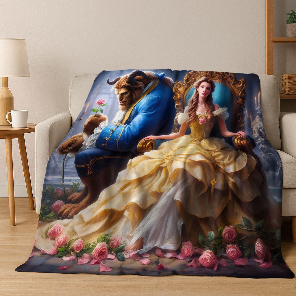 3D-Flanelldecke mit dem Motiv „Die Schöne und das Biest“ – warm, kuschelig und perfekt für Zuhause, Schlafzimmer, Bett oder Sofa. Ideal als Geschenk für Kinder.