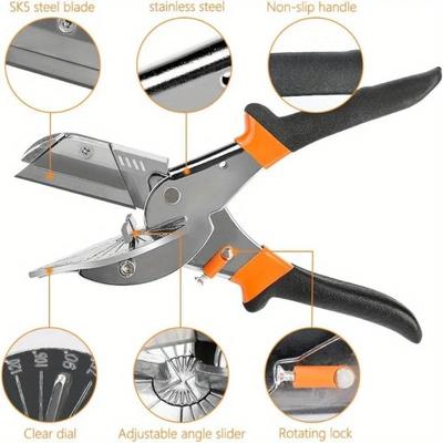 Cisaille à angle réglable 45°-90° | Lame en acier SK5 Coupe-précision pour moulures et garnitures en plastique