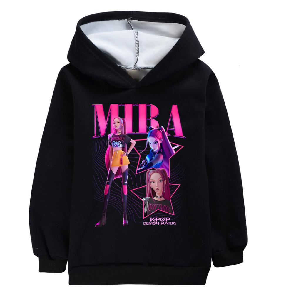 5004 Kids Girls Kpop Rumi Zoey Mira Mira Print Long Sleeves Velvet Warm Winter Hoodie