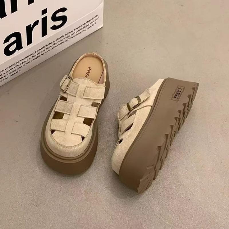 

Thick bottom increases the height of the bag head half-drag women s summer outer wear new one-pedal small slippers trend 35