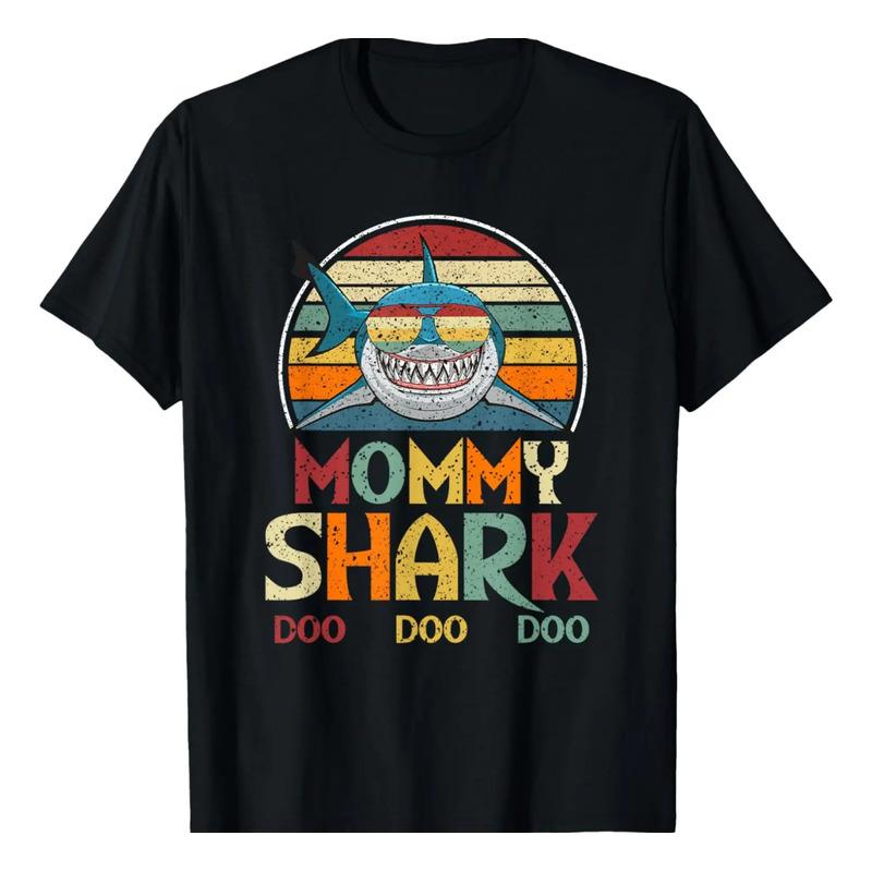 Camiseta Retro Vintage De Mommy Shark Mom Para Regalo S