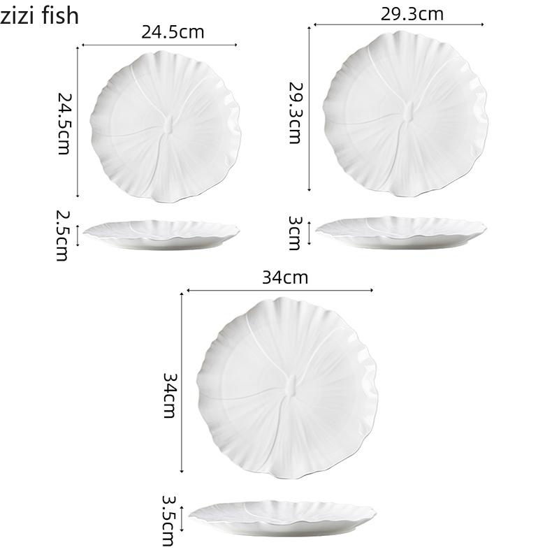 Pure White Flower Shape Ceramic Shallow Plate Steak Salad Plate Dessert Dish Sashimi Plate Molecular Cuisine Creative Tableware