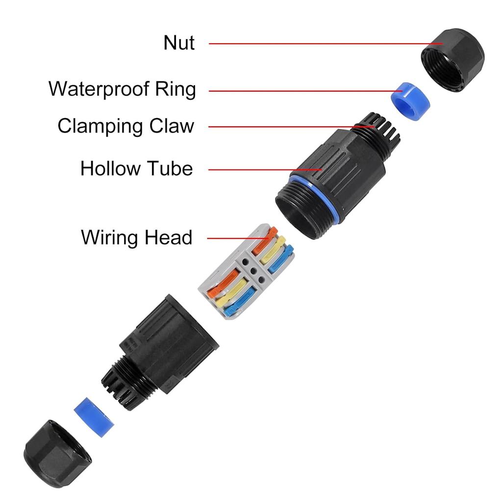 4PCS Waterproof Junction Box, 3 Way Outdoor Electrical Cable Connector, IP68 Waterproof Wire Connector Cable Range Ø 3.5-10mm