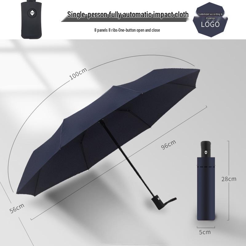 Custom Logo Automatic Three-Fold Umbrella: Sun & Rain Protection, Advertising and Gift Use