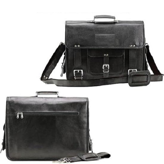 Черные кожаные сумки-мессенджеры ручной работы для мужчин и женщин — фото 6