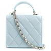 Chanel Diamond Pattern Leather Chain With Magnetic Buckle Closure Sheepskin And Gold Metal Handbag Women'S Baby Blue