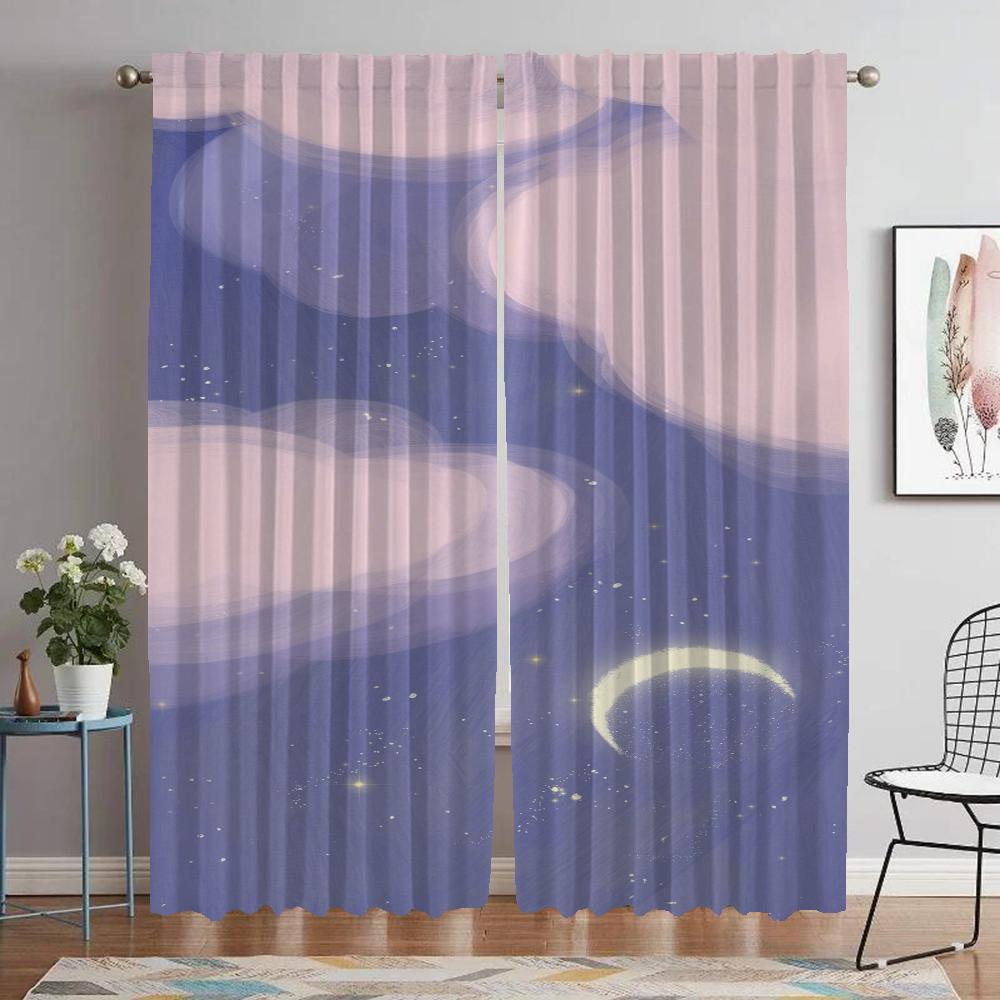 Cloud Tulle for Bedroom Partition Blackout Curtains for Living Room Curtain Home Interior Curtains 2 Pieces Halloween Decoration