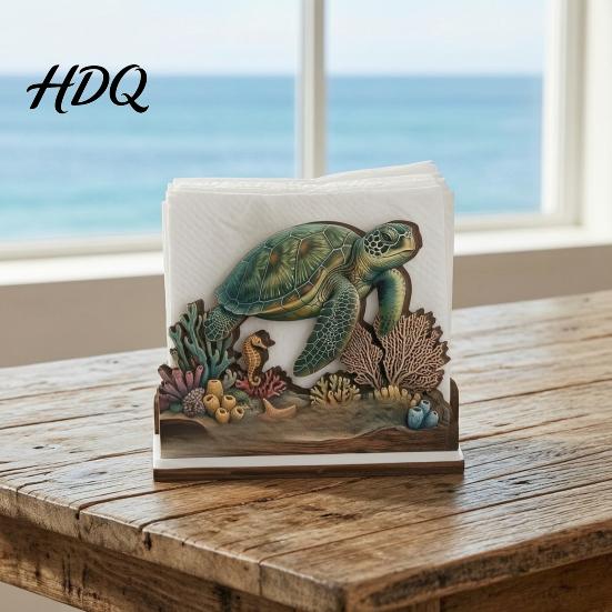 Practical Housewarming Gifts for New Home Rustic Wooden Napkin Holder Octopus/Bird/Goose/Turtle/Black Bear/Elephant Pattern Compact Tissue
