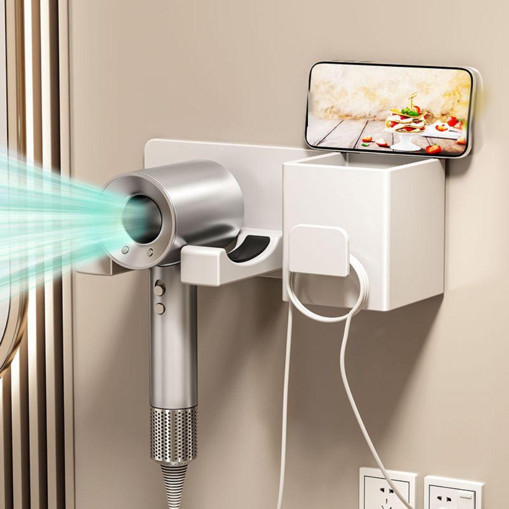 Wall Mounted Storage Bracket Multi-Functional Hair Dryer Shelf Blower Holder  Comb Storage