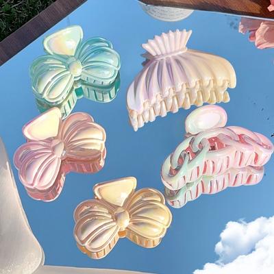 Nowe Klipsy do Włosów w Kolorach Gradientowych Węzeł Wstążkowy Spinka do Włosów dla Dziewczynki Syreni Nakrycie Głowy