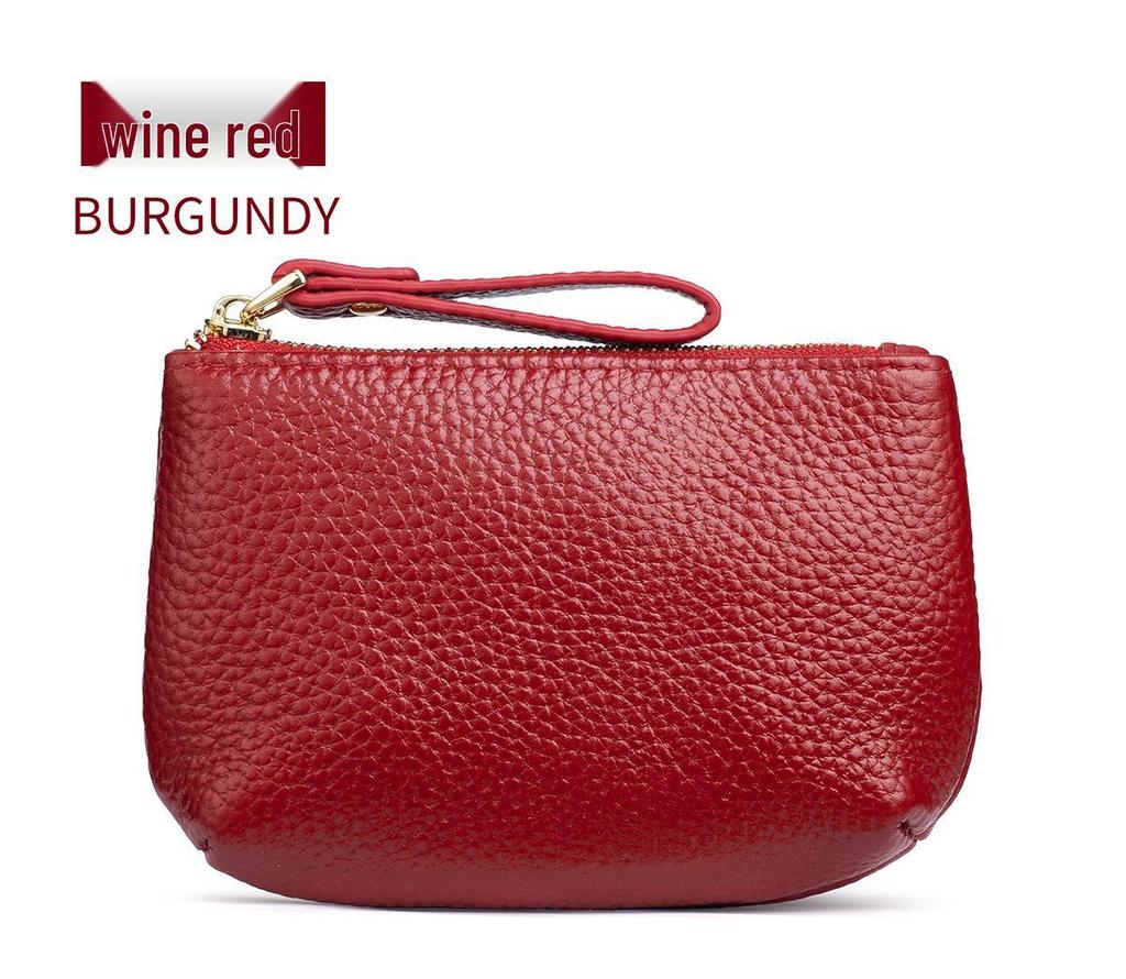 Women's Genuine Leather Coin & Key Purse - Cowhide Zipper Wallet