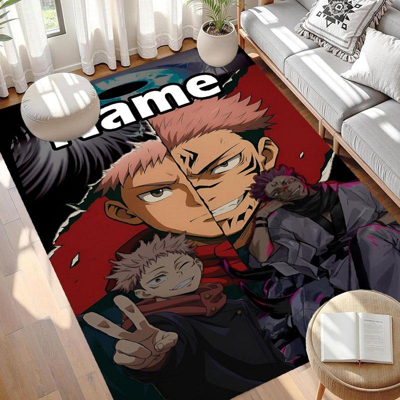 Custom Name Personalized Jujutsu Kaisen Print Carpet, Versatile Home Decor Rug, for Playroom, Apartment, Balcony, Entryway, Hallway Gift
