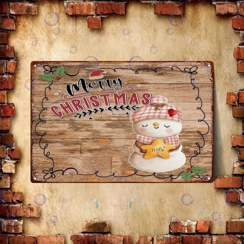 Vintage Merry Christmas Metal Sign, Retro Holiday Wall Decor 20x30cm