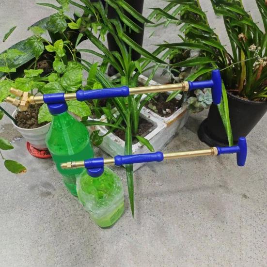 Garden Hand Sprayer High Pressure Air Pump Manual Sprayer Adjustable Length Drink Bottle Spray Double Head Handheld Push Copper Pump