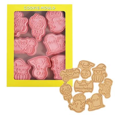 8Pcs 3D Biscuit Cutters Halloween Thanksgiving Biscuit Mould  Baking Mould Hand Press Biscuit Stamp