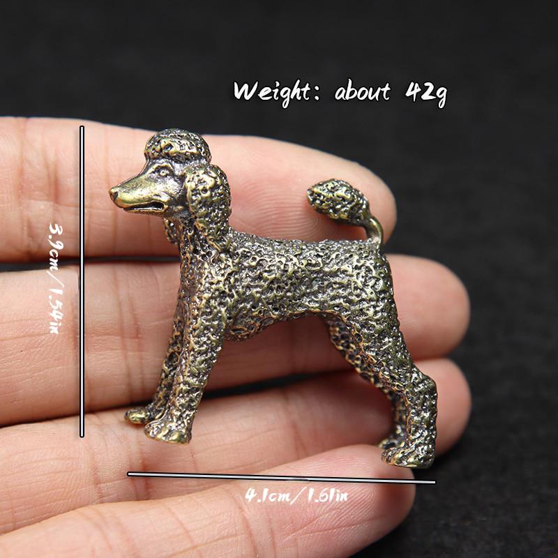 Vintage Brass Cute Dog Statue Desk Ornaments Standing Poodle Figurines Miniatures Lucky Home Decorations Accessories Child Gifts