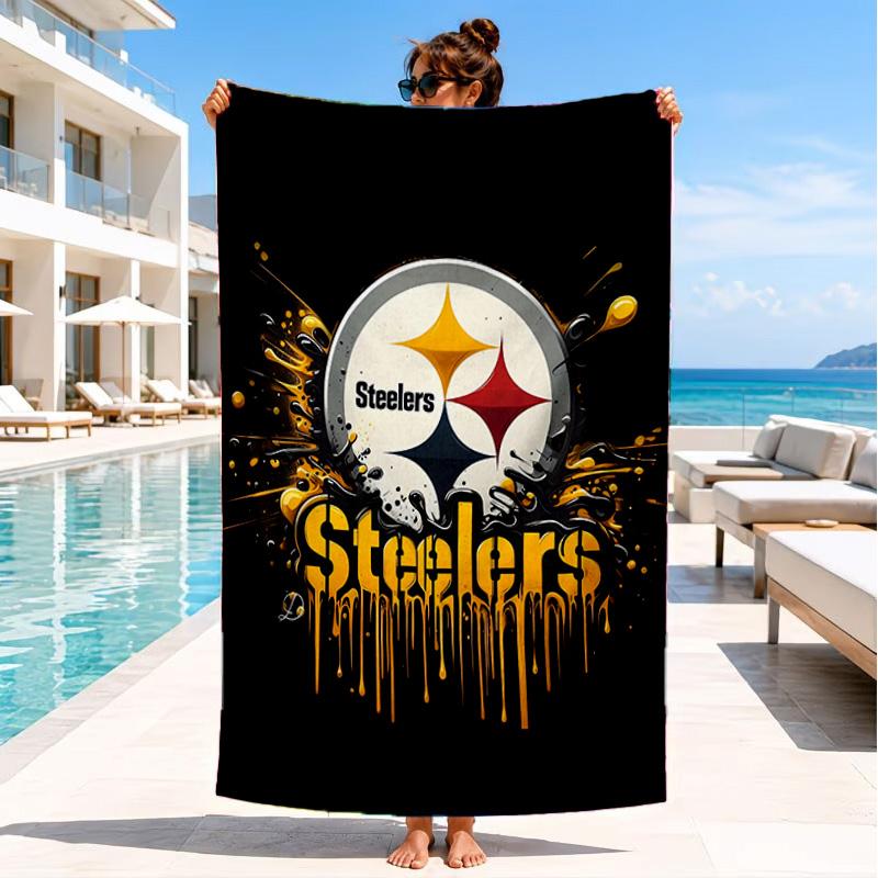 Asciugamano da Spiaggia Pittsburgh Steelers, Asciugatura Rapida, Facile da Curare, Adatto Sia per il Fitness che per le Vacanze al Mare, Essenziale Sportivo