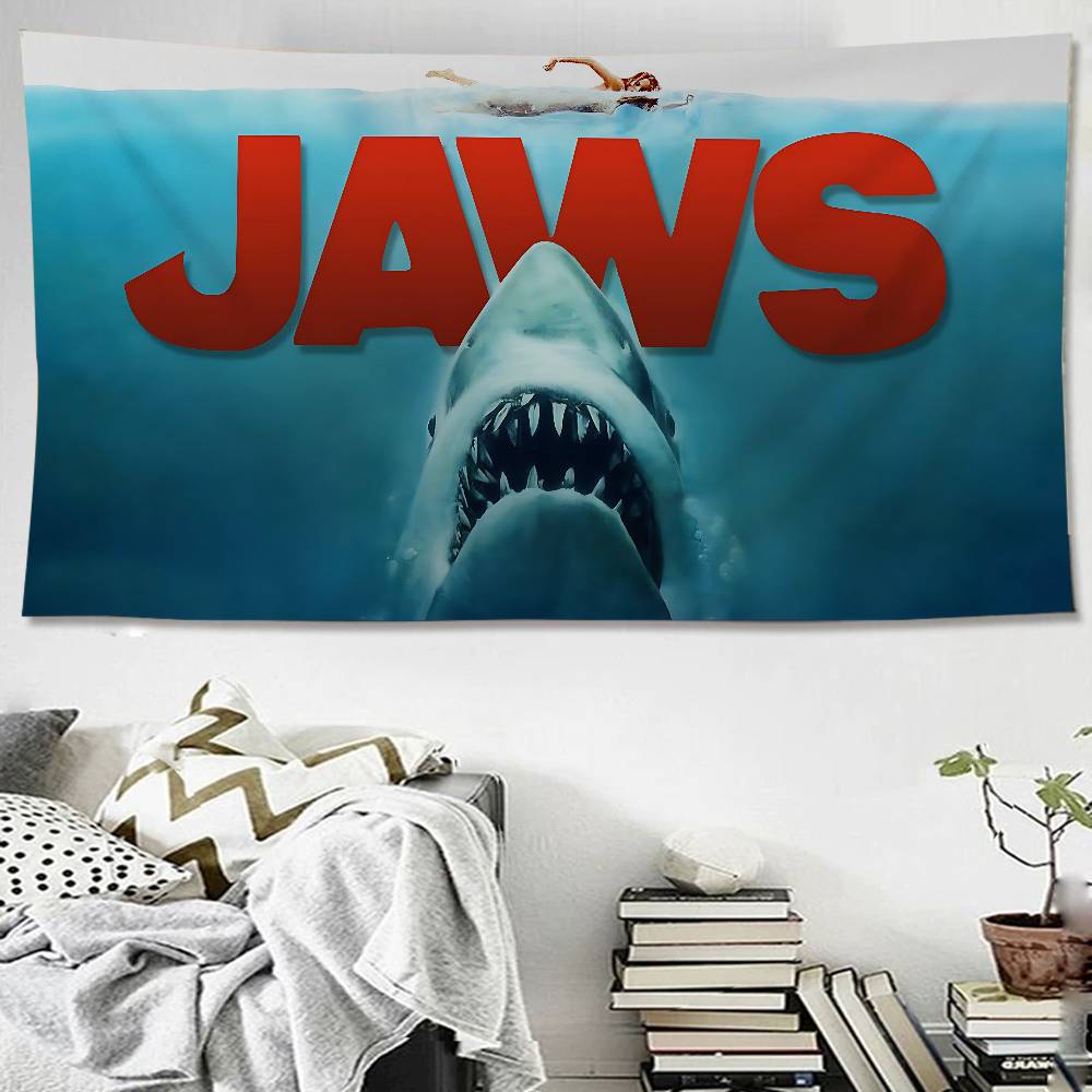 Flim JJaws Adventure Thriller Great Cartoon Tapestry Hippie Flower Wall Carpets Dorm Decor Art Home Decor