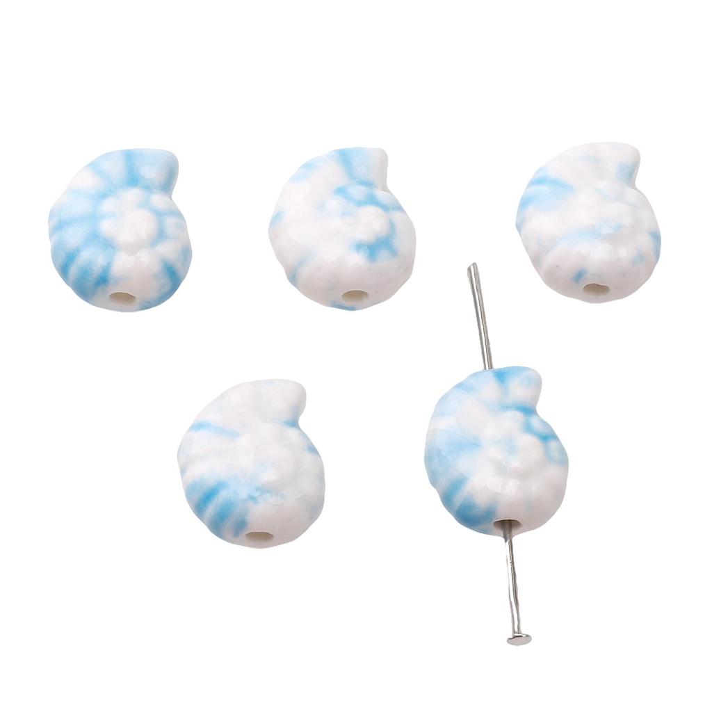 2Pcs Ceramic Ink Splashing Dyeing Beads Conch Whelk Sea Snail Charm For DIY Accessories Jewelry Making