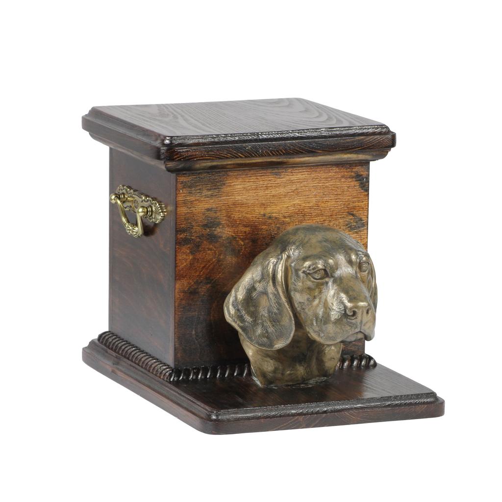 Beagle - urn for dog ashes with a statuette, elegant urn for a dog, unique urn with a bust of a dog by Art-Dog brand