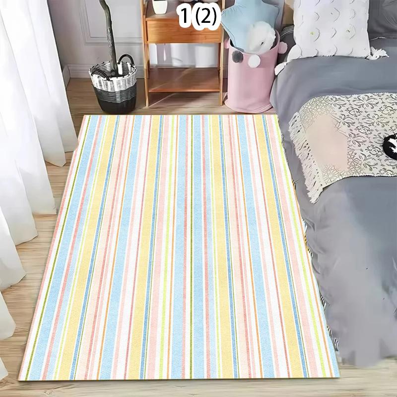 Simple Colored Striped Carpet Minimalist Line Indoor Carpet Living Room Bedroom Door Mat Home Decoration Rug