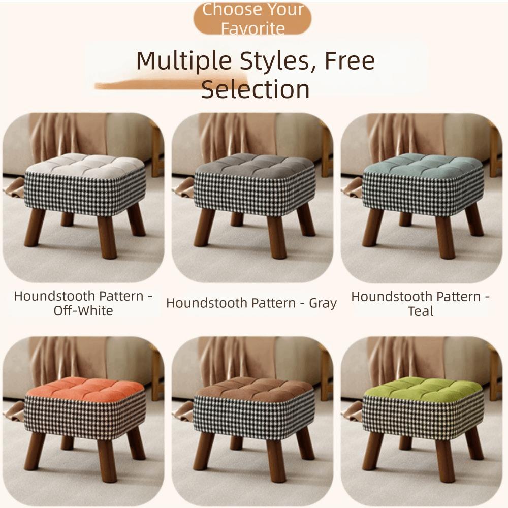 Sturdy Wooden Legs Low Stool Soft Upholstered Seat Cream Style Ottoman Ottoman  Daily Home Use